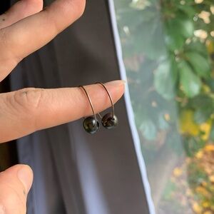 Handmade Small Business Black Pearl Hoop Earrings